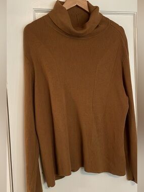 Lisa Rinna Classic Women's Turtleneck Sweater in Brown large